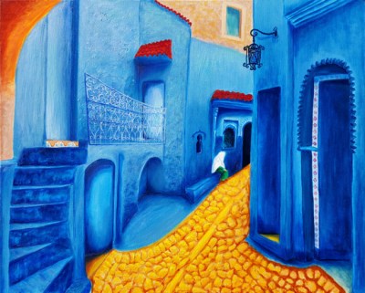 "Blue Morocco" Oils on canvas 24"H x 30"W x 1.5"D